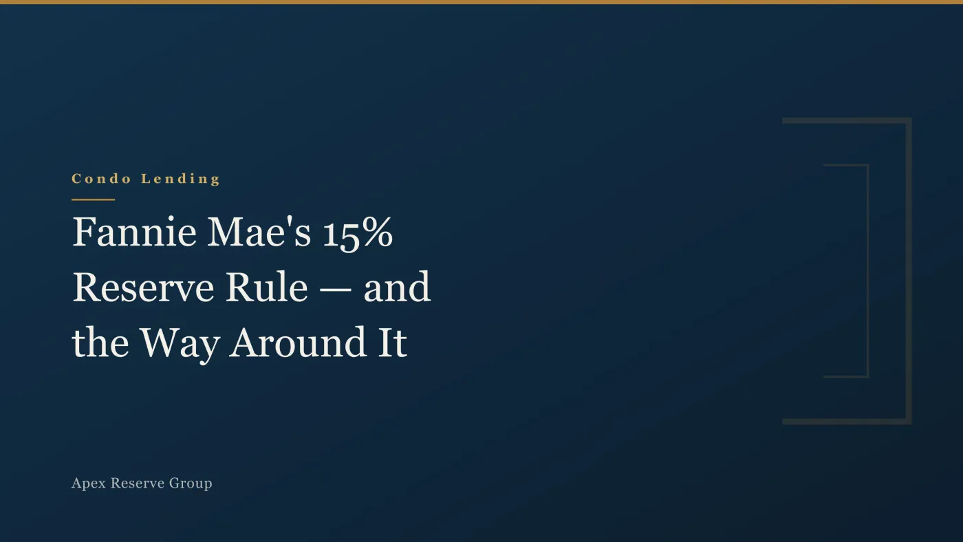 Fannie Mae's 15% Reserve Rule — and the Way Around It