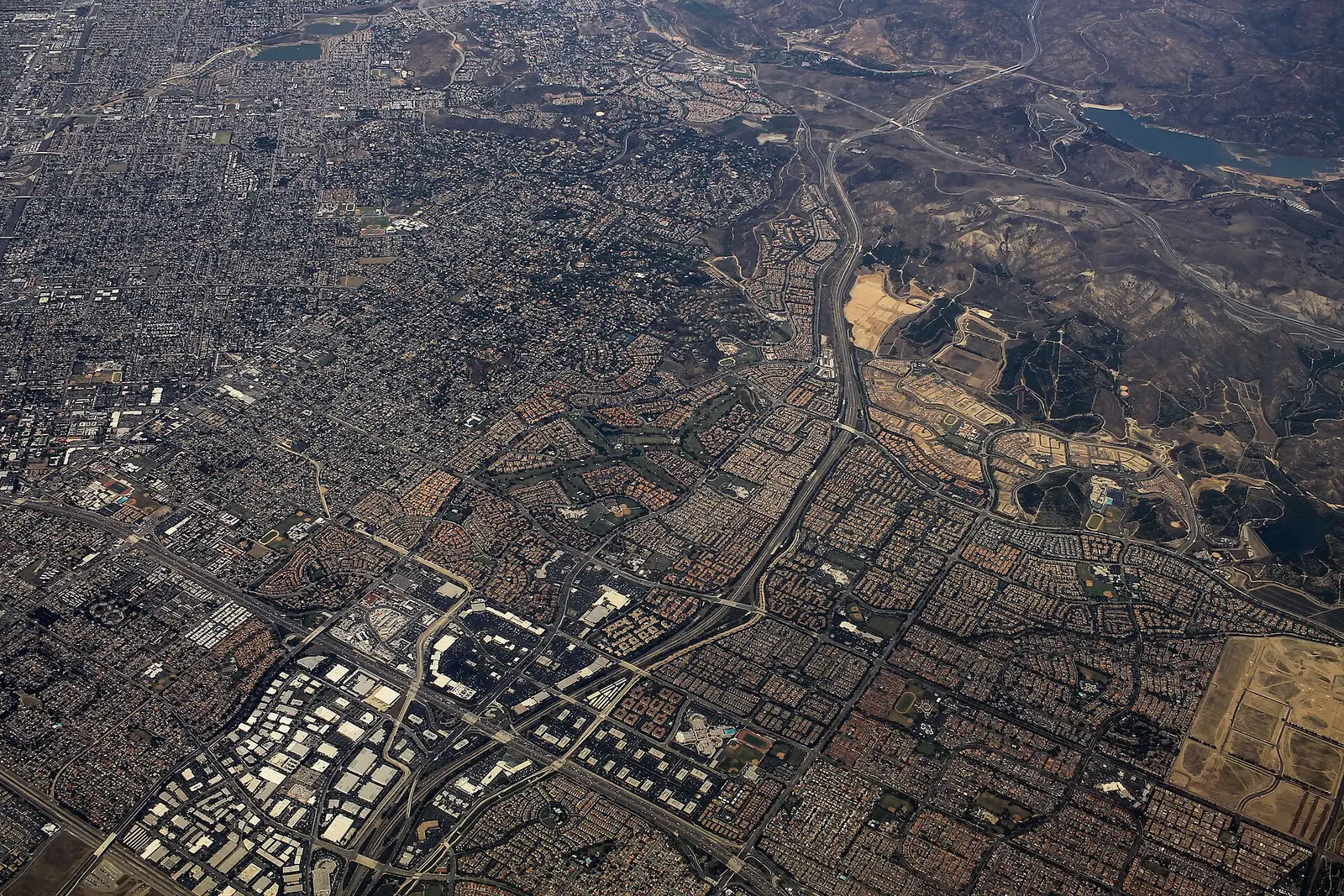 Aerial view of northern Orange County, California